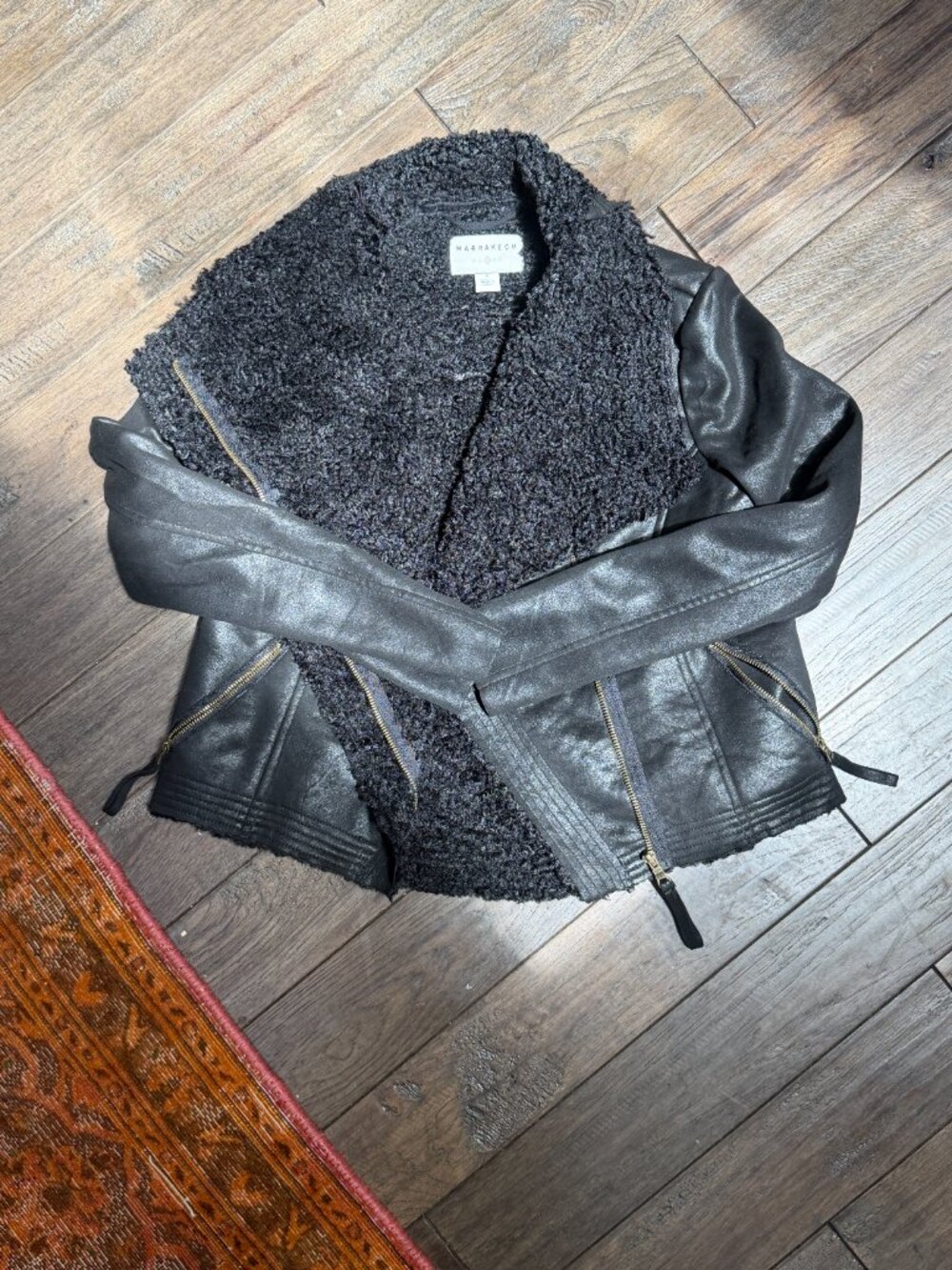 Marrakech Black Shearling Jacket Size Small